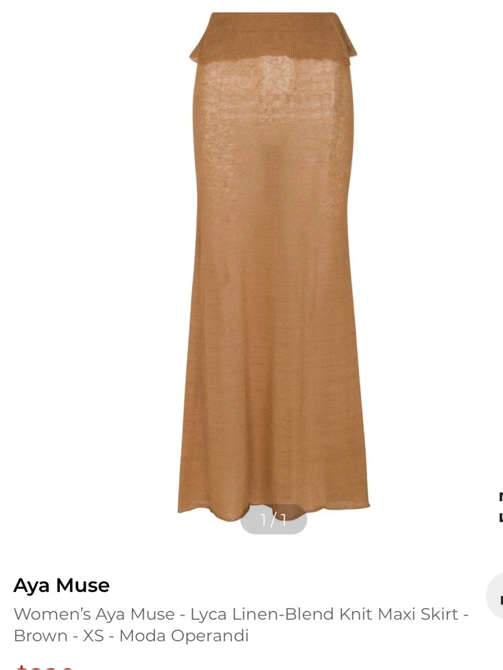 Aya Muse Camel-Brown Lyca Linen-Blend Knit Maxi Skirt